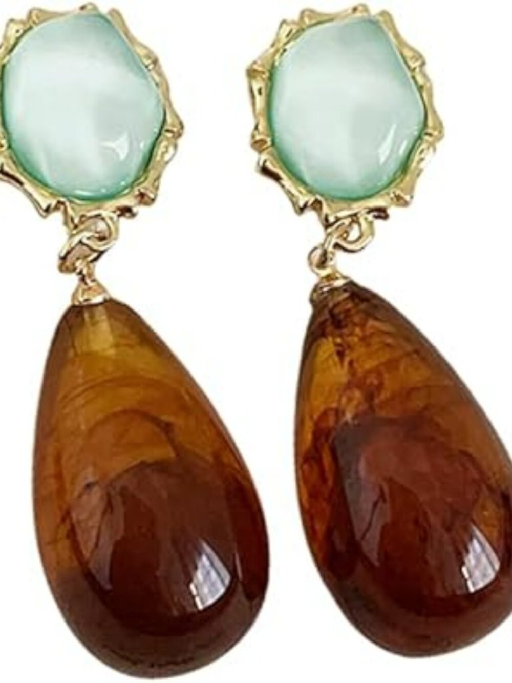 NEW Amber Teardrop Dangle Earrings Hypoallergenic Lightweight Big Waterdrop Stud